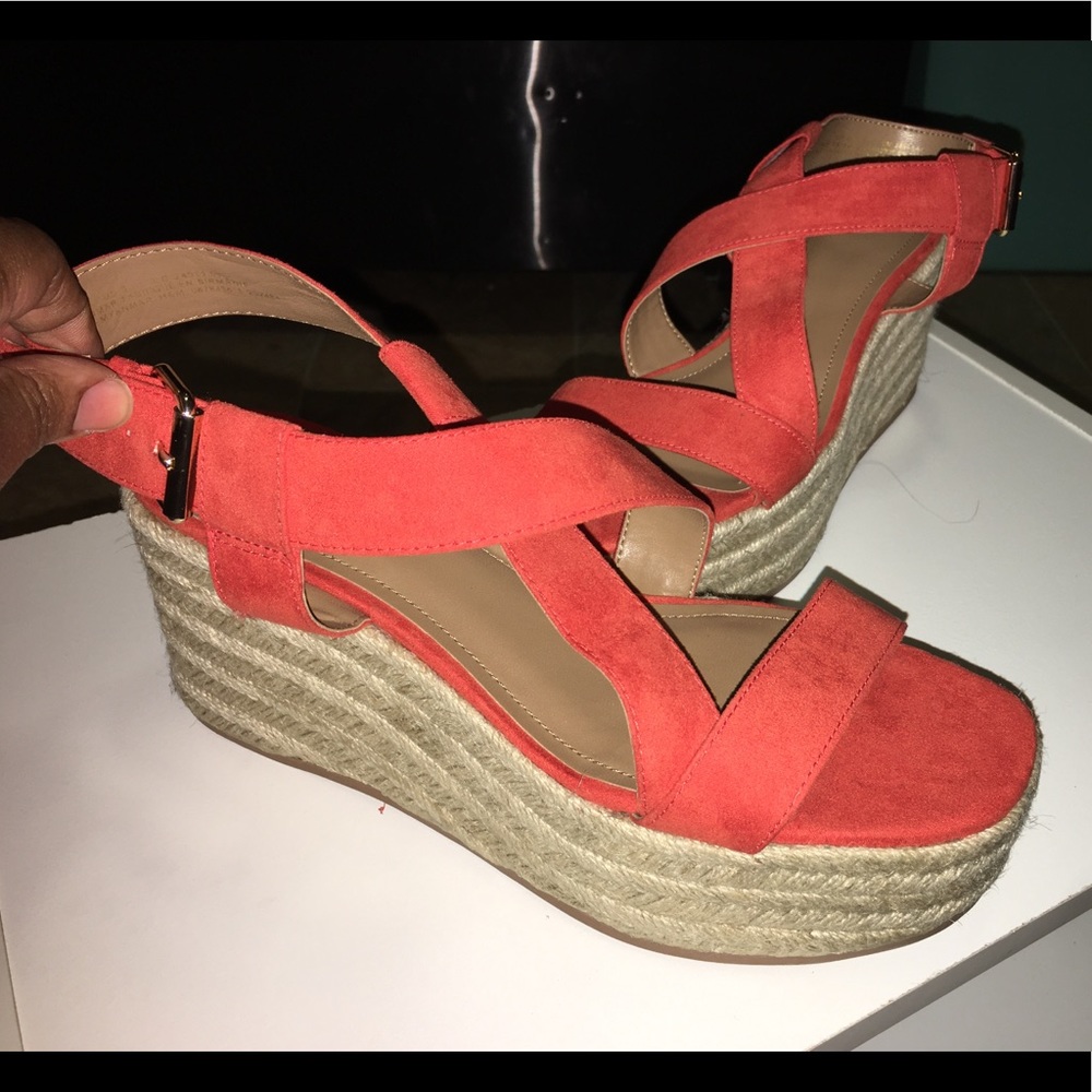 H&M Orange Wedge Sandal, Size 8.5 - Picture 4 of 12